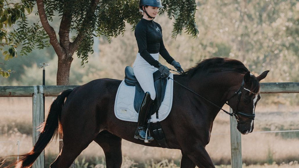 Stunning picture of horse and rider Alice Hurley in the dressage arena
