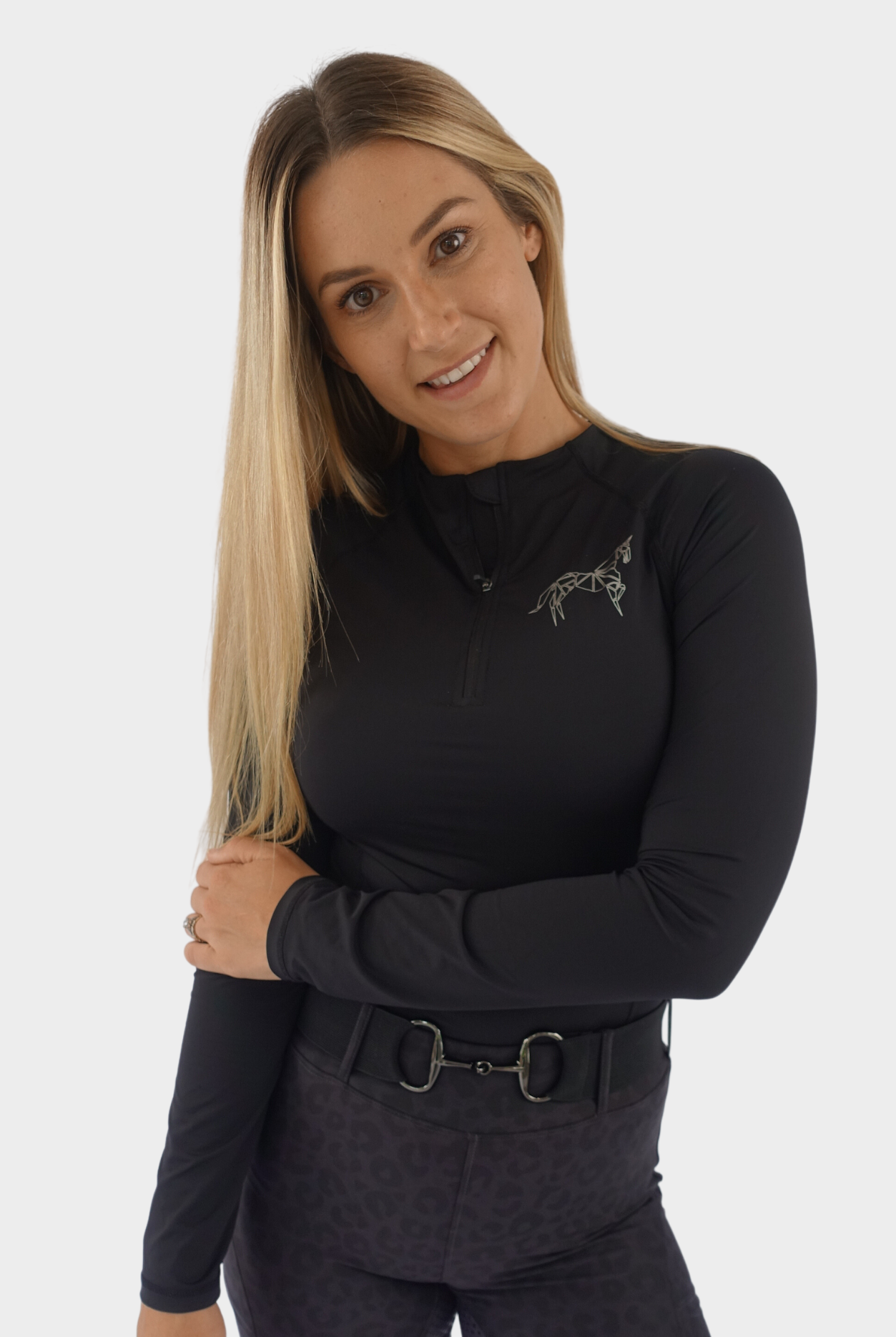 Long sleeve base layer in black for ultimate comfort while riding