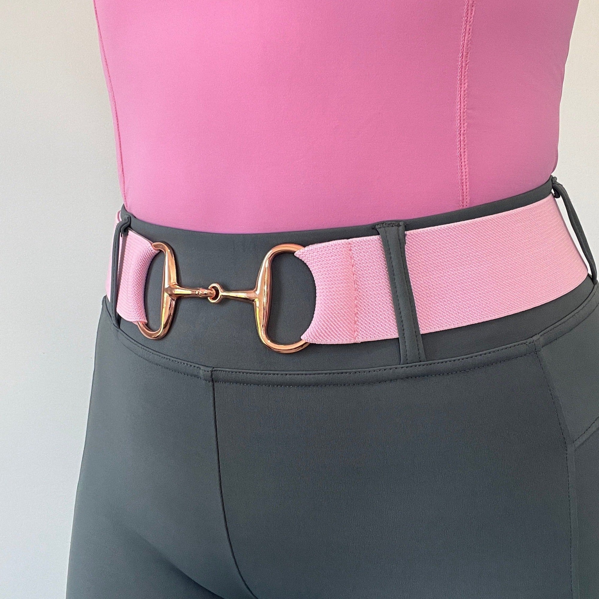 Snaffle Stretch Belt in pink with rose gold buckle